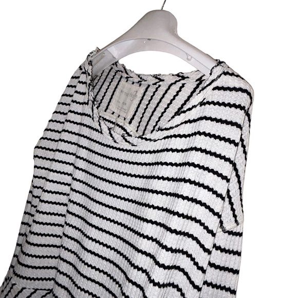 Free People French Breton Nautical Striped peplum slouchy top M - Picture 3 of 4